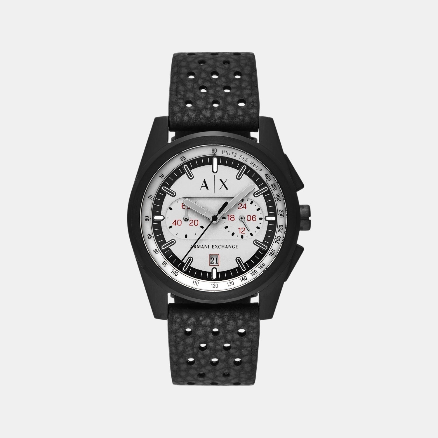 Men Quartz Grey Dial Chronograph Rubber Watch AX2865