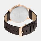 Men Quartz Brown Dial Analog Leather Watch AX2873