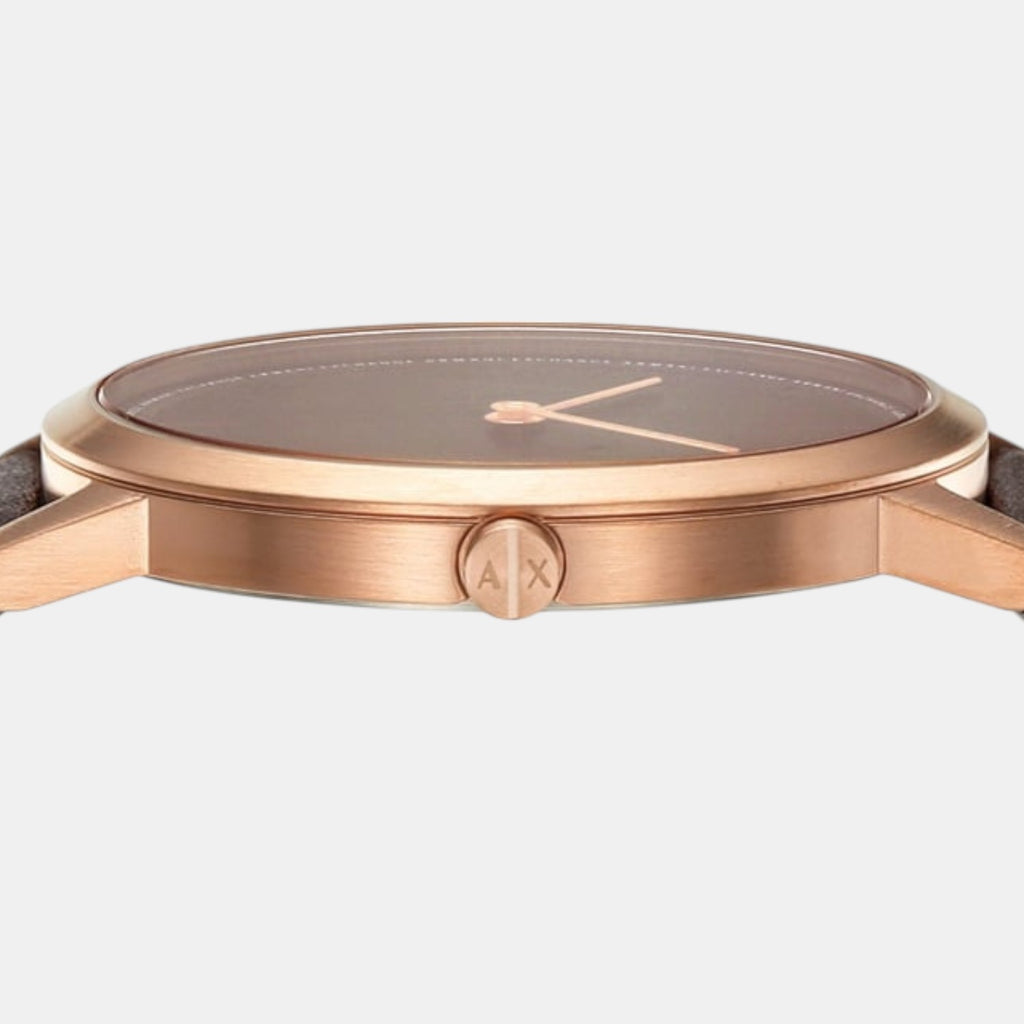 Men Quartz Brown Dial Analog Leather Watch AX2873