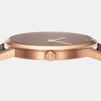 Men Quartz Brown Dial Analog Leather Watch AX2873