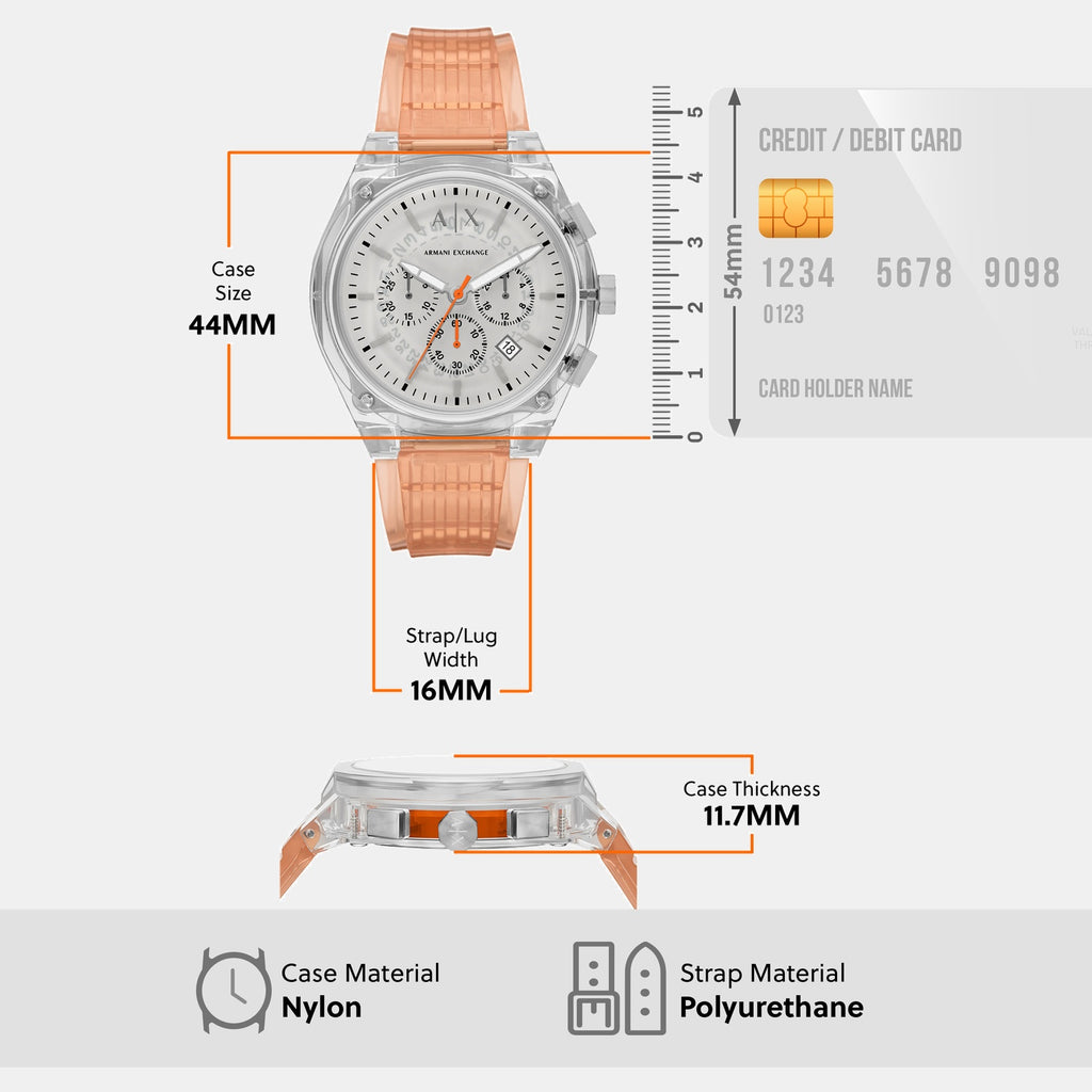 Men Quartz Grey Dial Chronograph Polyester Watch AX4164