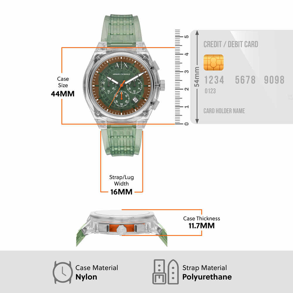 Sync Men Quartz Green Dial Chronograph PU Watch AX4165