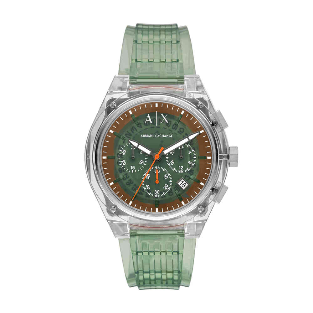Men Quartz Green Dial Chronograph Polyurethane Watch AX4165