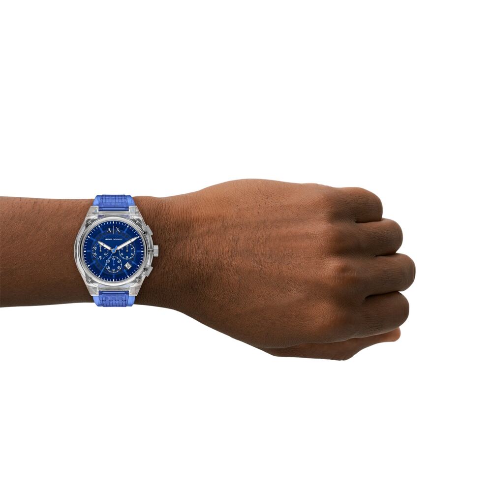 Sync Men Quartz Blue Dial Chronograph PU Watch AX4166