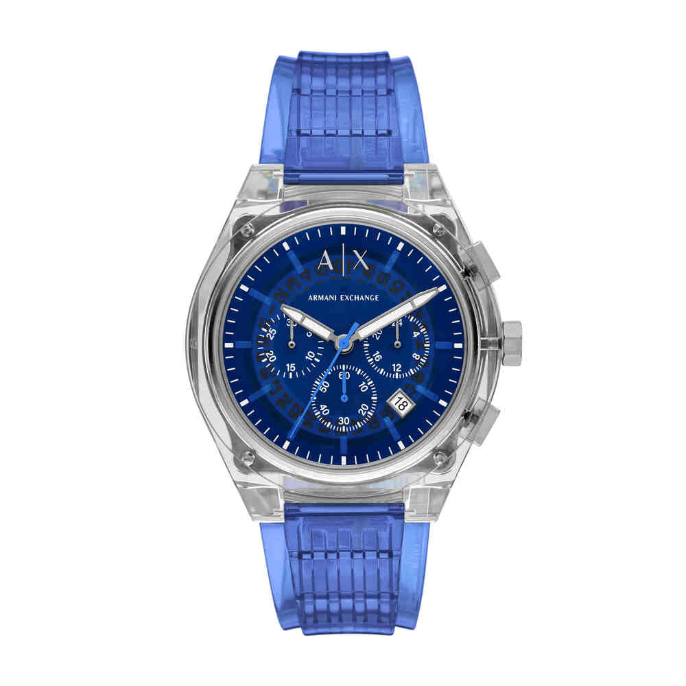 Men Quartz Blue Dial Chronograph Polyurethane Watch AX4166