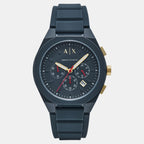 Sync Men Quartz Blue Dial Chronograph Silicone Watch AX4168