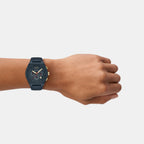 Sync Men Quartz Blue Dial Chronograph Silicone Watch AX4168