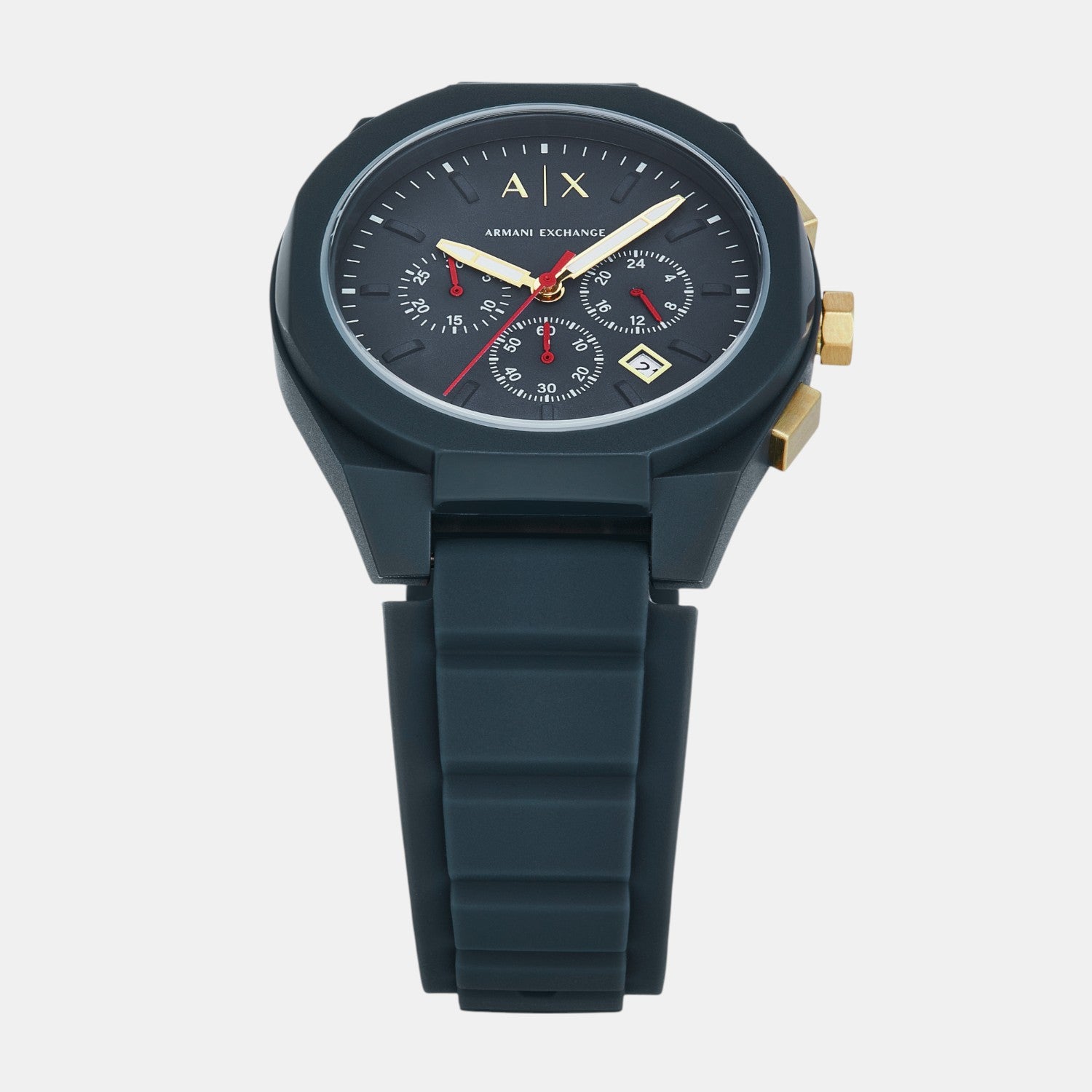 Sync Men Quartz Blue Dial Chronograph Silicone Watch AX4168