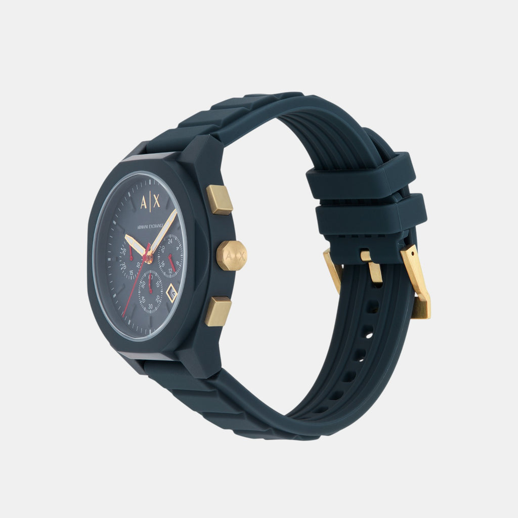 Sync Men Quartz Blue Dial Chronograph Silicone Watch AX4168