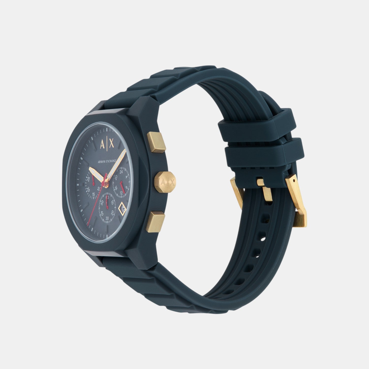 Sync Men Quartz Blue Dial Chronograph Silicone Watch AX4168