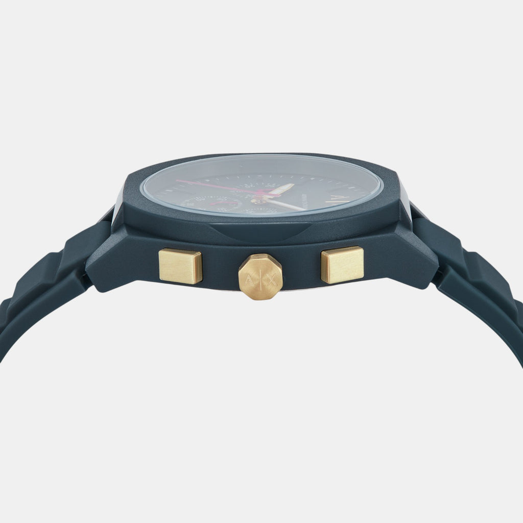 Sync Men Quartz Blue Dial Chronograph Silicone Watch AX4168