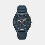 Sync Men Quartz Blue Dial Chronograph Silicone Watch AX4168