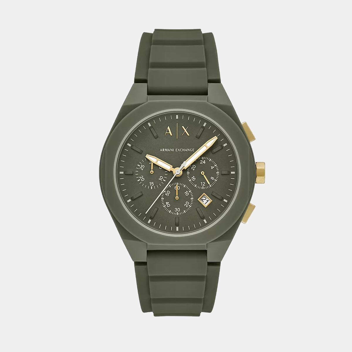 Sync Men Quartz Green Dial Chronograph Silicone Watch AX4169