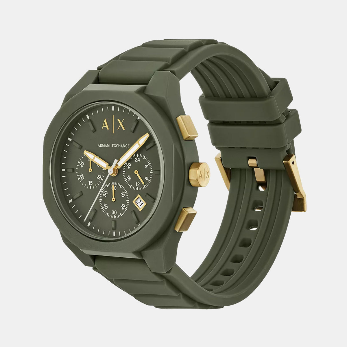 Sync Men Quartz Green Dial Chronograph Silicone Watch AX4169