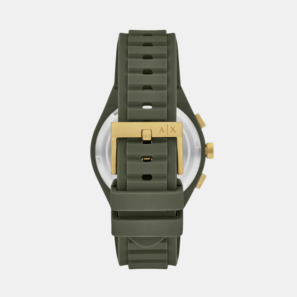 Men Quartz Green Dial Chronograph Silicone Watch AX4169