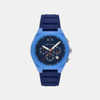 Sync Men Quartz Blue Dial Chronograph Silicone Watch AX4170
