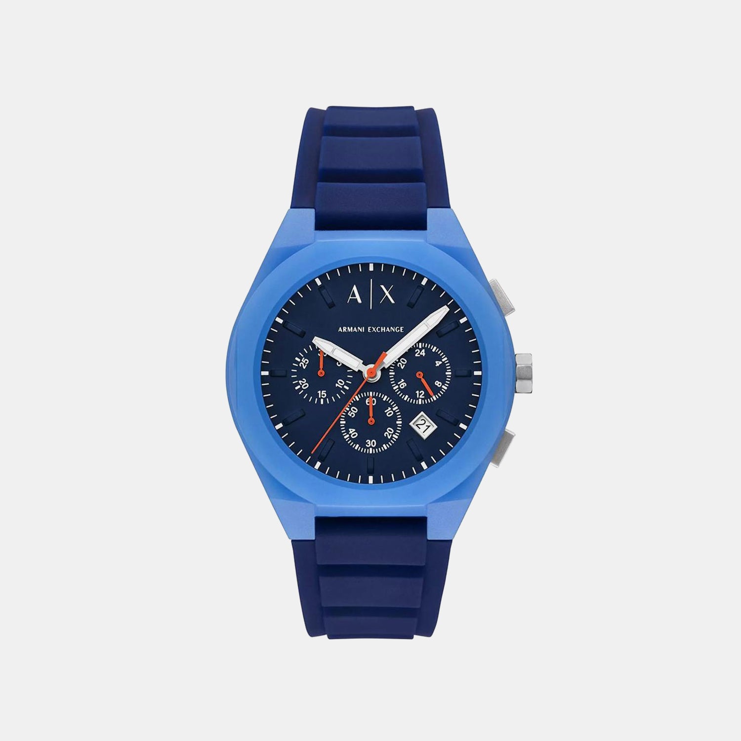 Sync Men Quartz Blue Dial Chronograph Silicone Watch AX4170