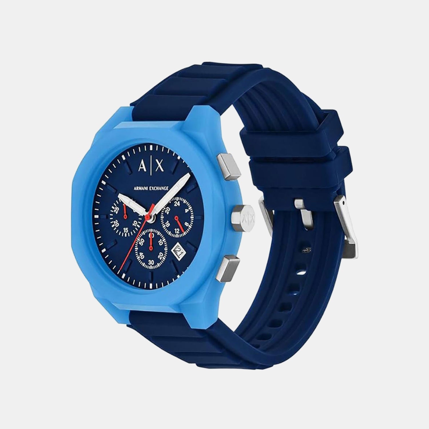 Sync Men Quartz Blue Dial Chronograph Silicone Watch AX4170