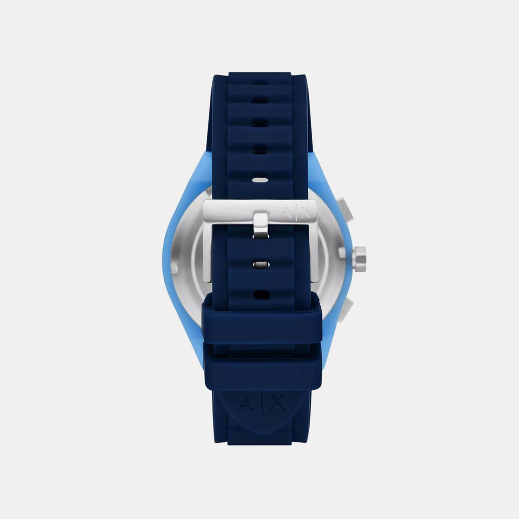 Sync Men Quartz Blue Dial Chronograph Silicone Watch AX4170