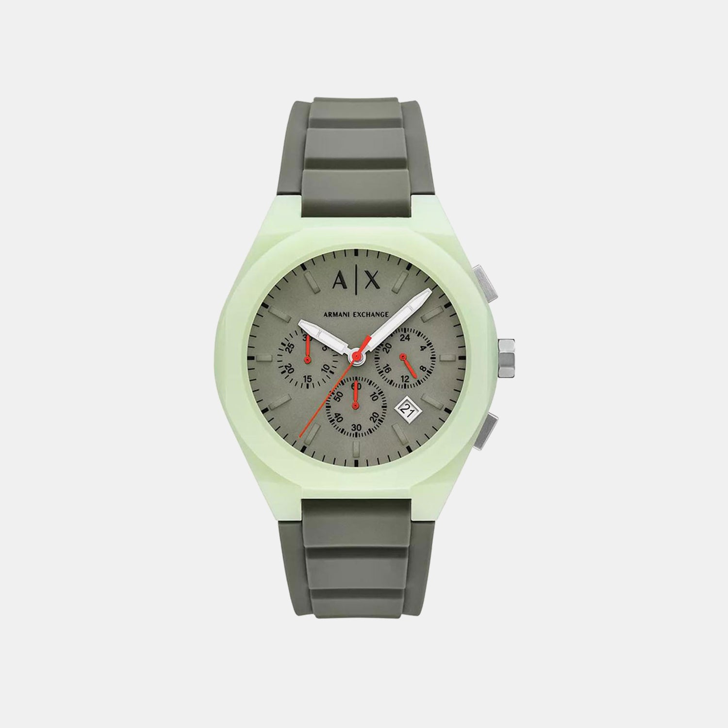 Sync Men Quartz Green Dial Chronograph Silicone Watch AX4171