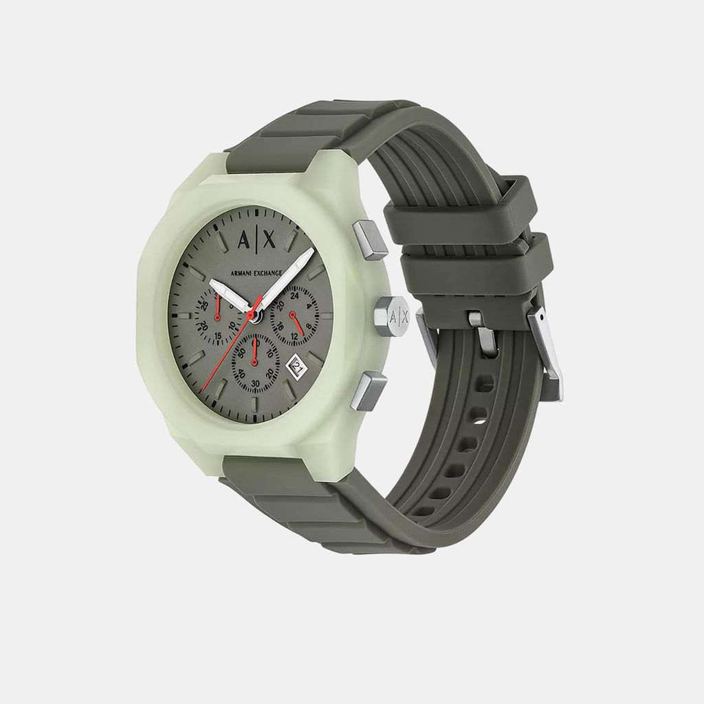 Sync Men Quartz Green Dial Chronograph Silicone Watch AX4171