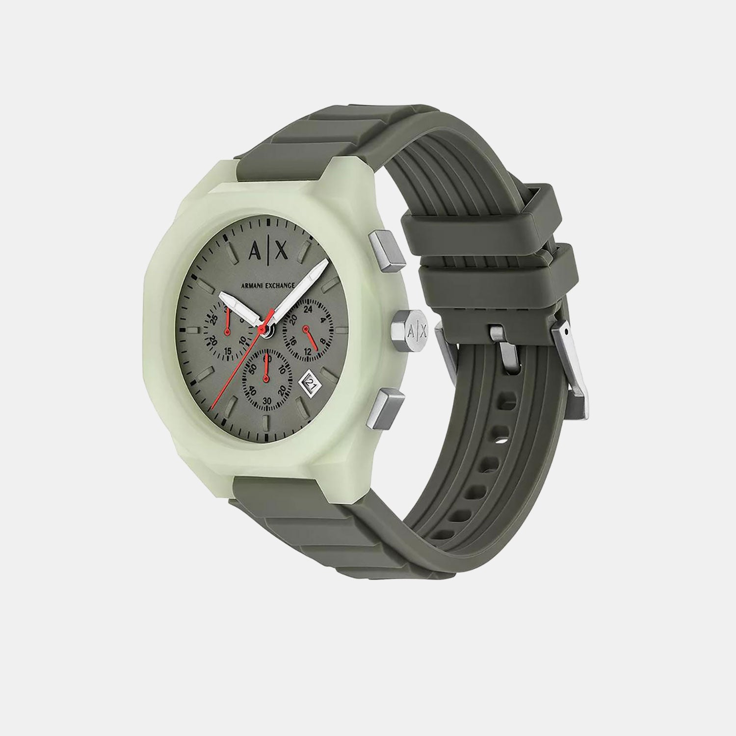 Sync Men Quartz Green Dial Chronograph Silicone Watch AX4171
