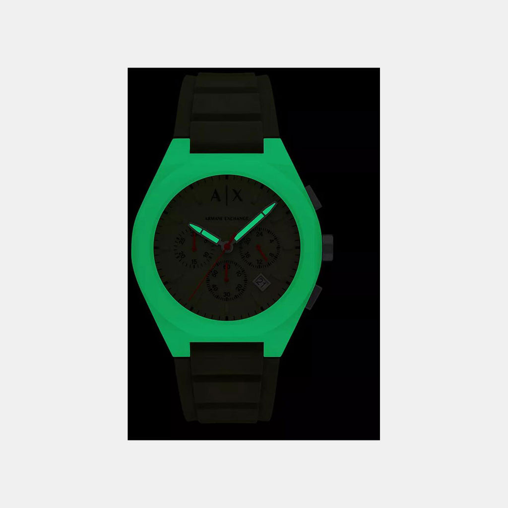 Sync Men Quartz Green Dial Chronograph Silicone Watch AX4171