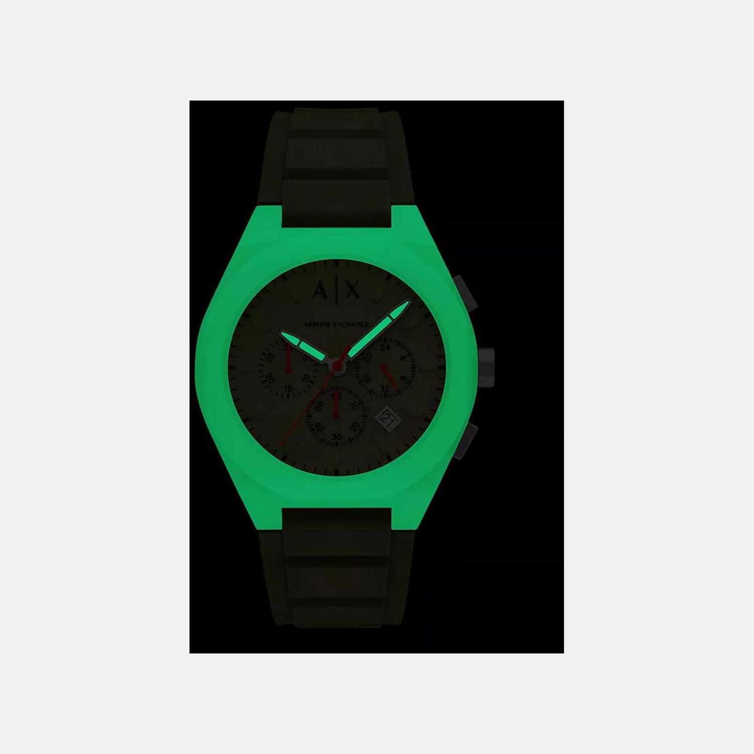 Sync Men Quartz Green Dial Chronograph Silicone Watch AX4171