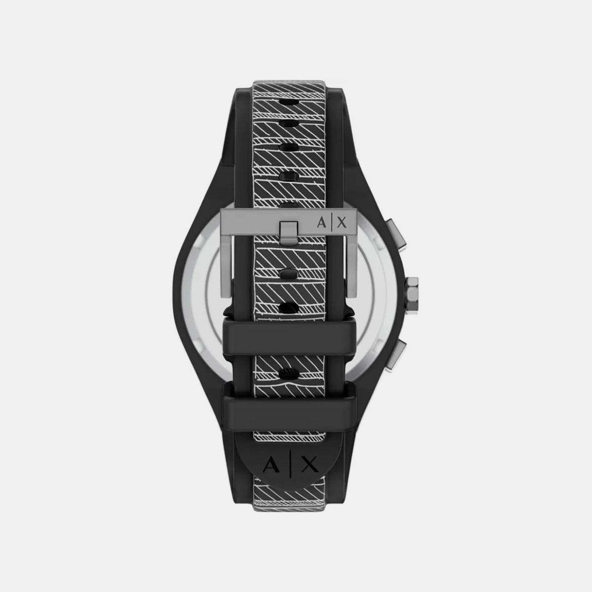 Sync Men Quartz Black Dial Chronograph Silicone Watch AX4174