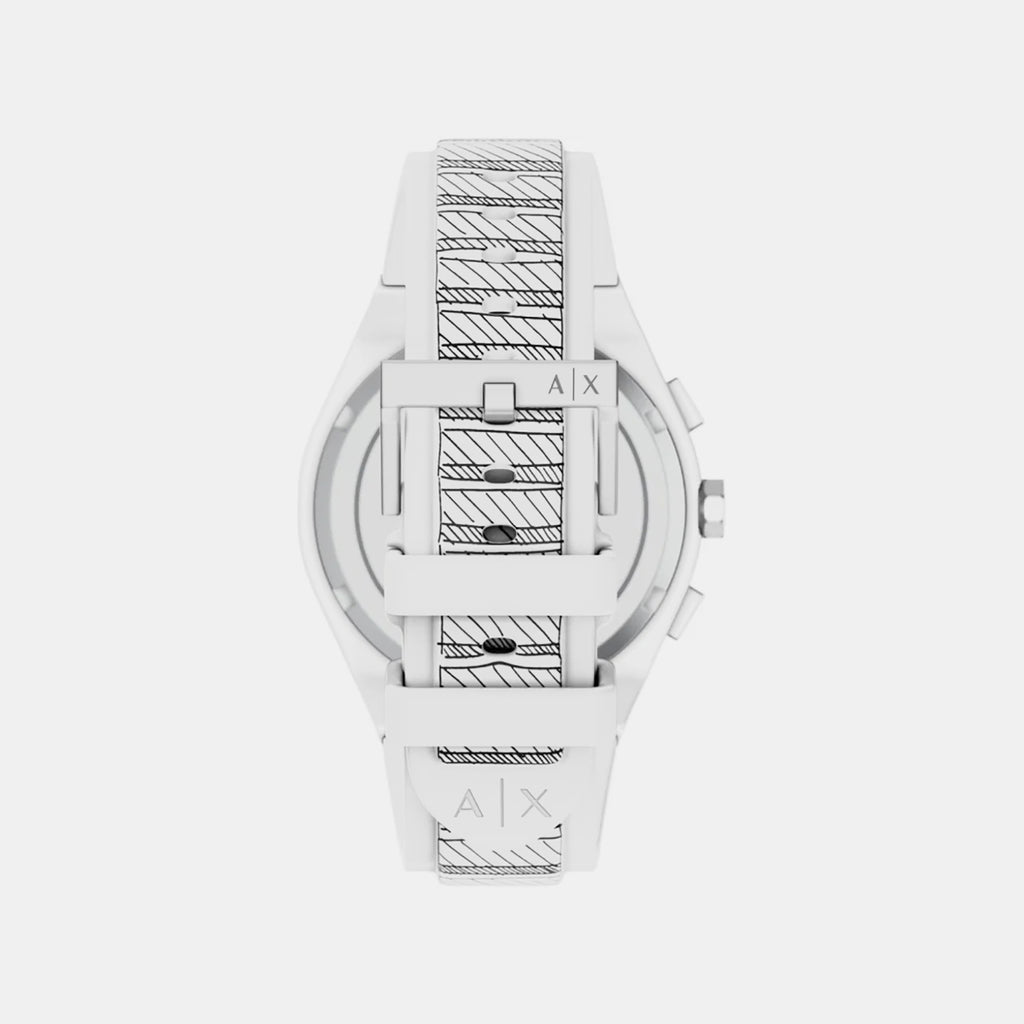 Sync Men Quartz White Dial Chronograph Silicone Watch AX4175