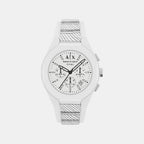 Sync Men Quartz White Dial Chronograph Silicone Watch AX4175