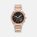 Na Men Quartz Black Dial Chronograph Stainless Steel Watch AX4181