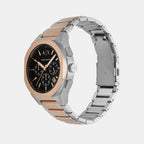 Na Men Quartz Black Dial Chronograph Stainless Steel Watch AX4181