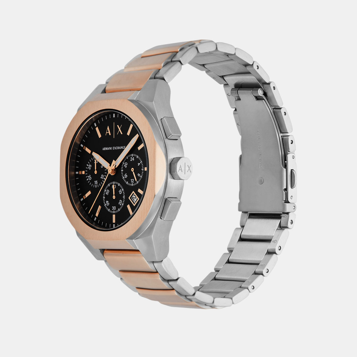 Sync Men Quartz Black Dial Chronograph Stainless Steel Watch AX4181