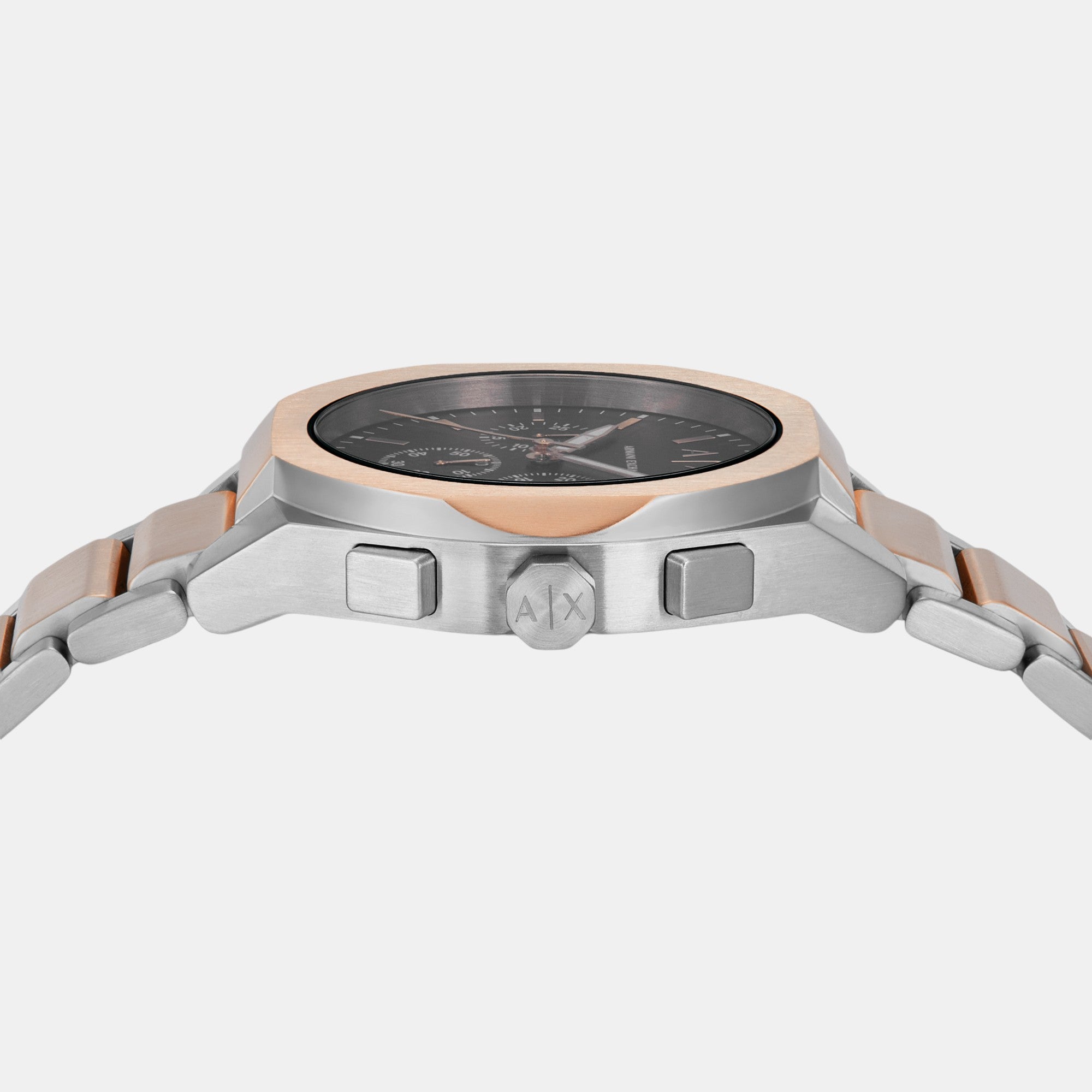 Na Men Quartz Black Dial Chronograph Stainless Steel Watch AX4181