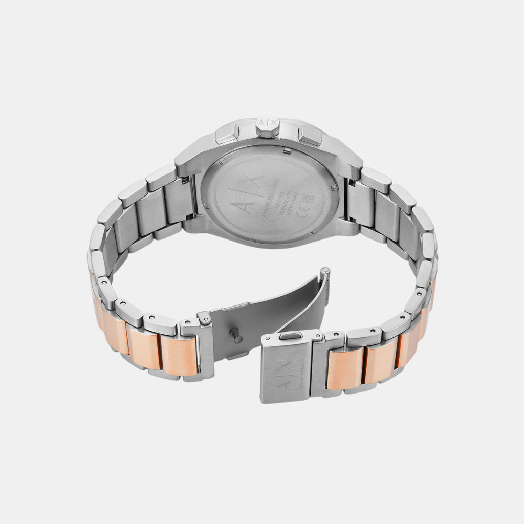 Na Men Quartz Black Dial Chronograph Stainless Steel Watch AX4181