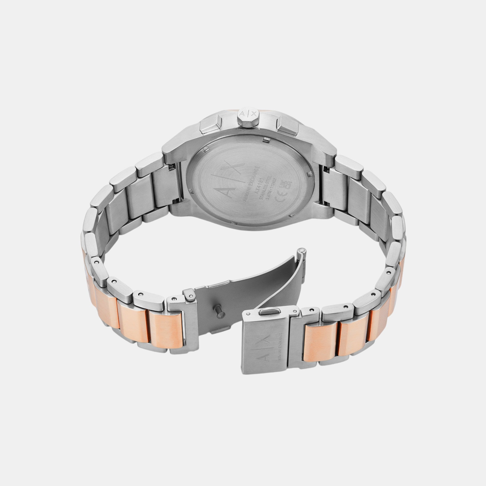 Na Men Quartz Black Dial Chronograph Stainless Steel Watch AX4181