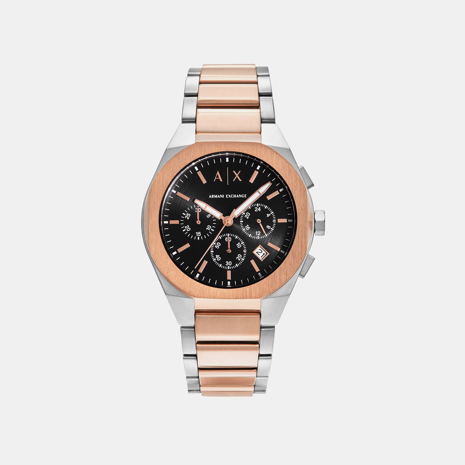 Na Men Quartz Black Dial Chronograph Stainless Steel Watch AX4181