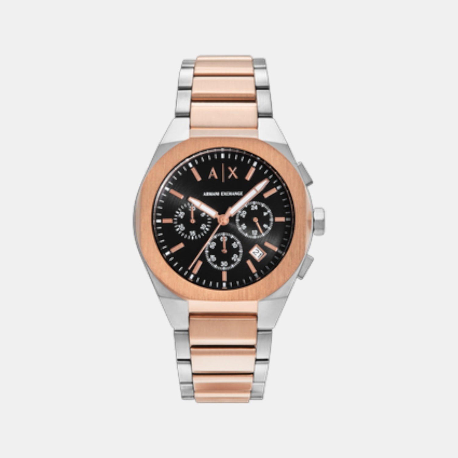 Na Men Quartz Black Dial Chronograph Stainless Steel Watch AX4181