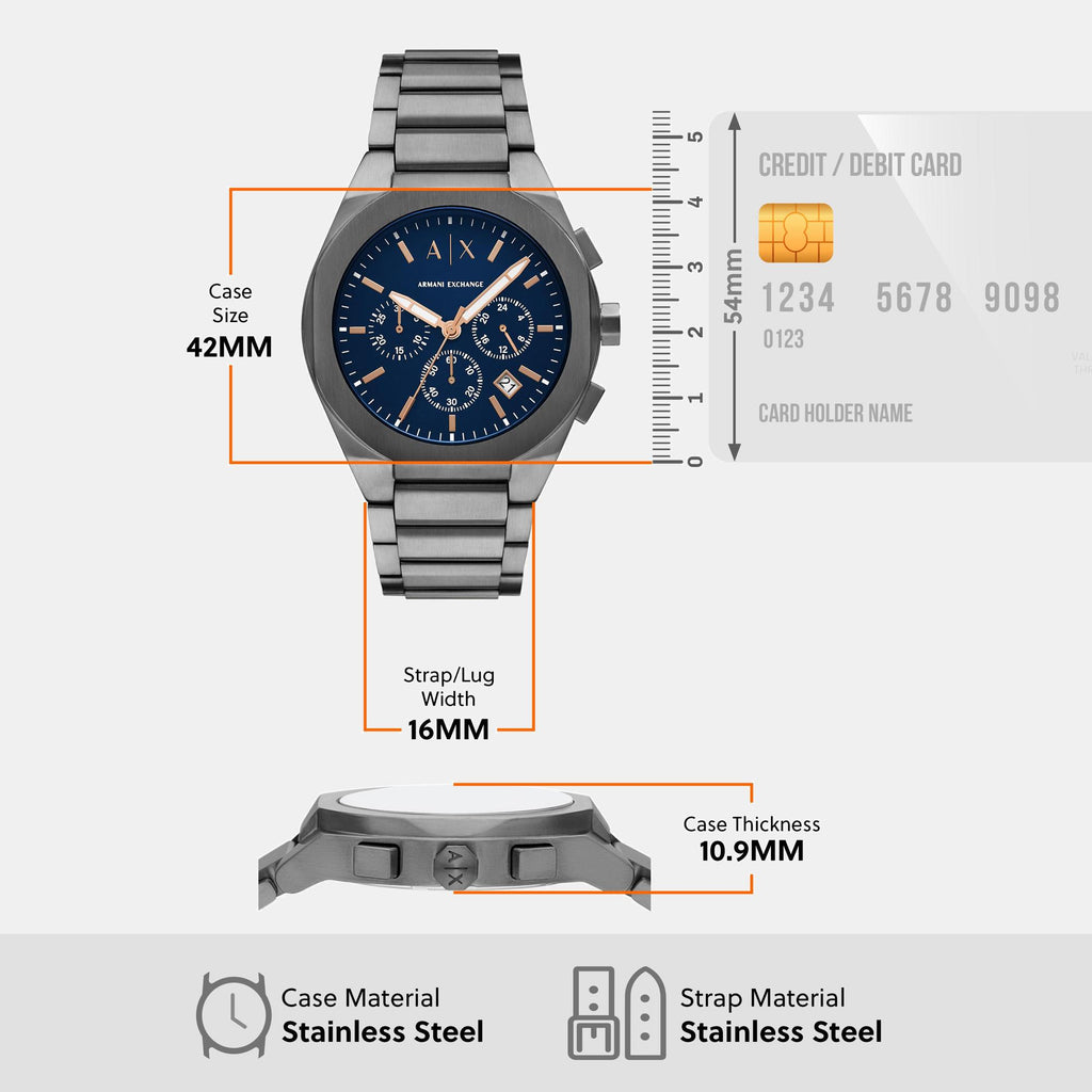 Armani Exchange 42 mm Gunmetal Quartz watch