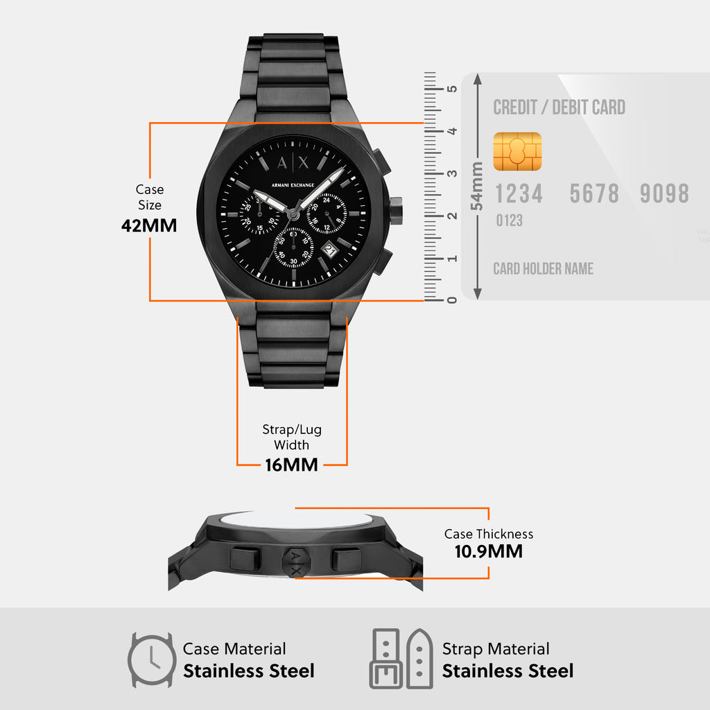 Armani Exchange 42 mm Black Quartz watch