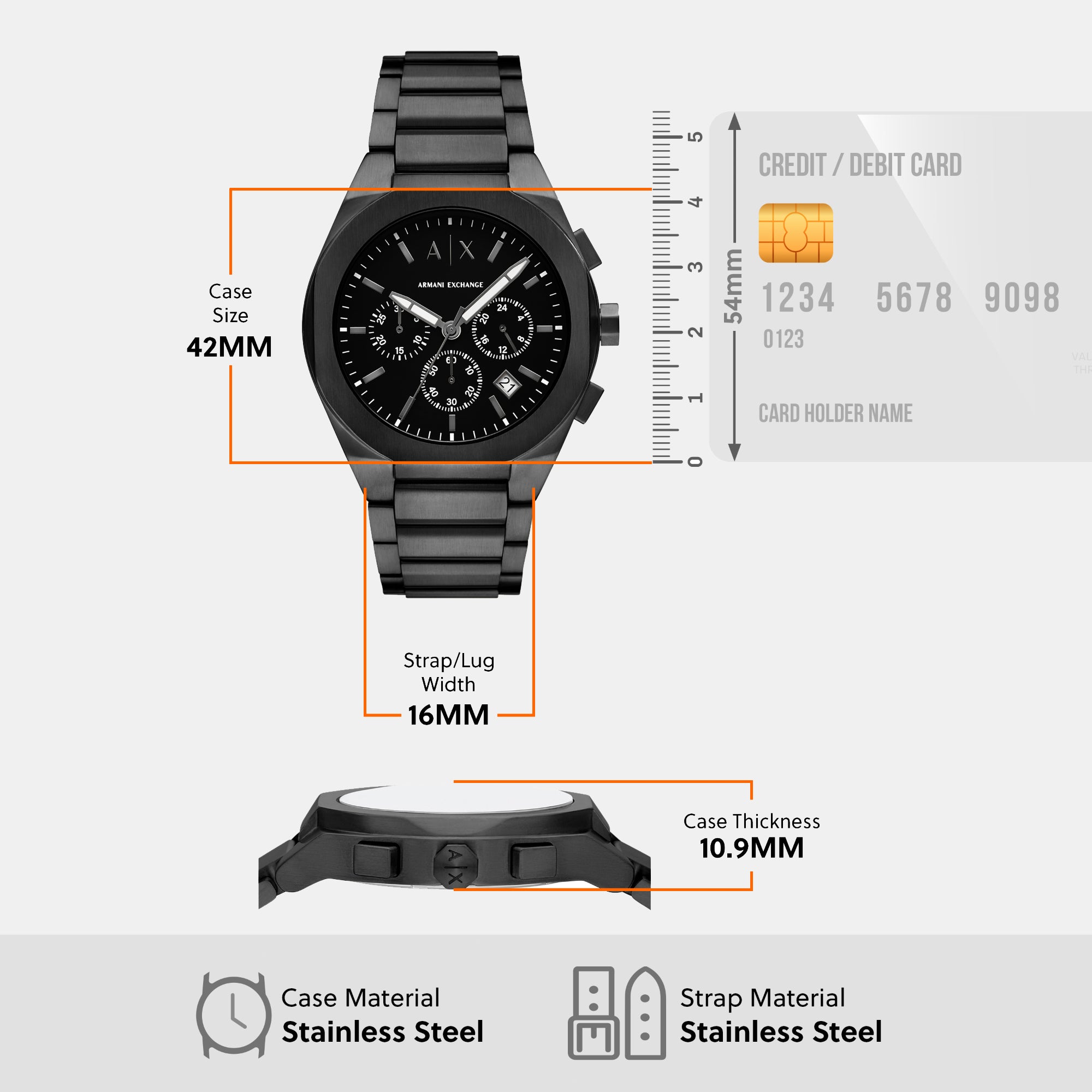 Armani Exchange 42 mm Black Quartz watch