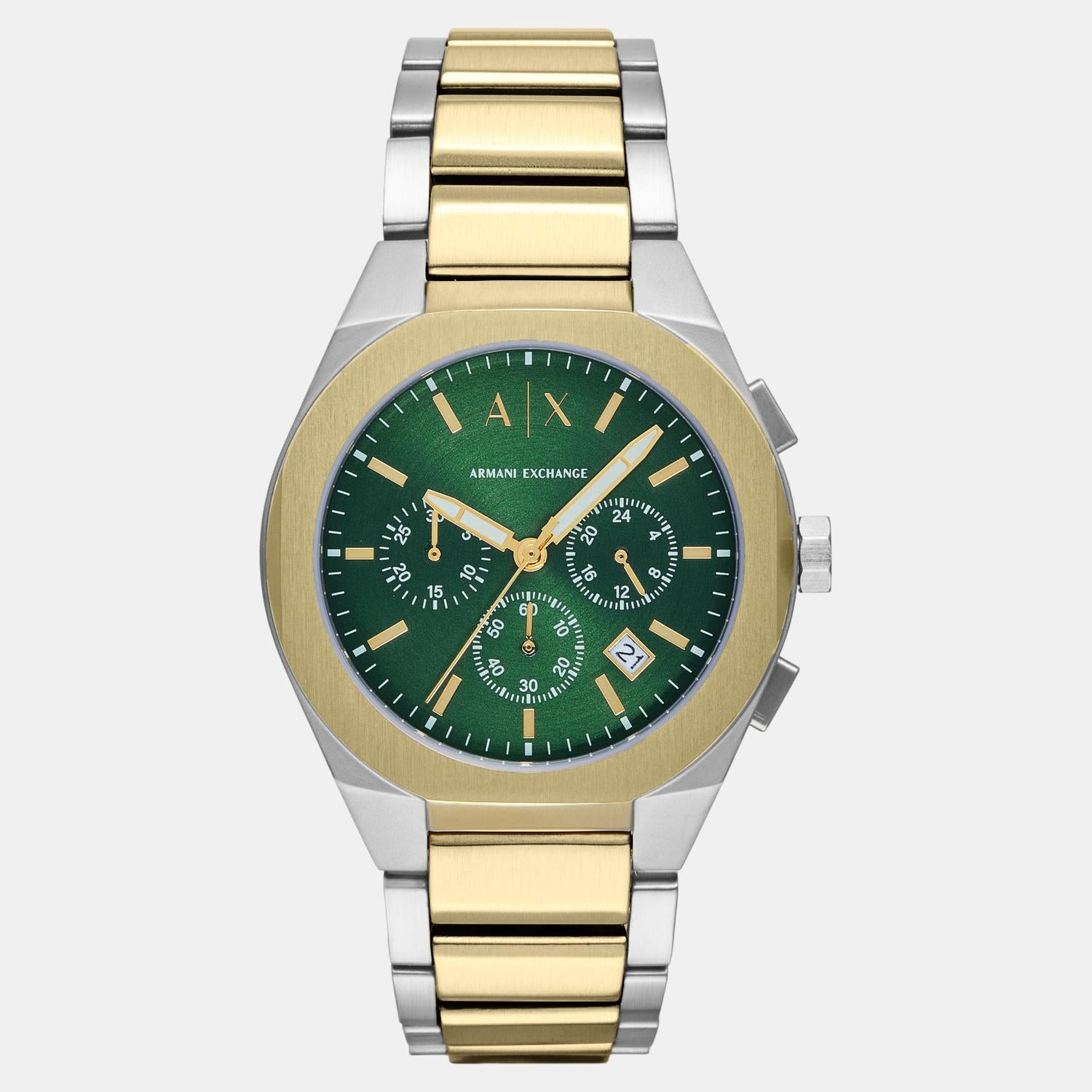 Sync Men Quartz Green Dial Chronograph Stainless Steel Watch AX4184
