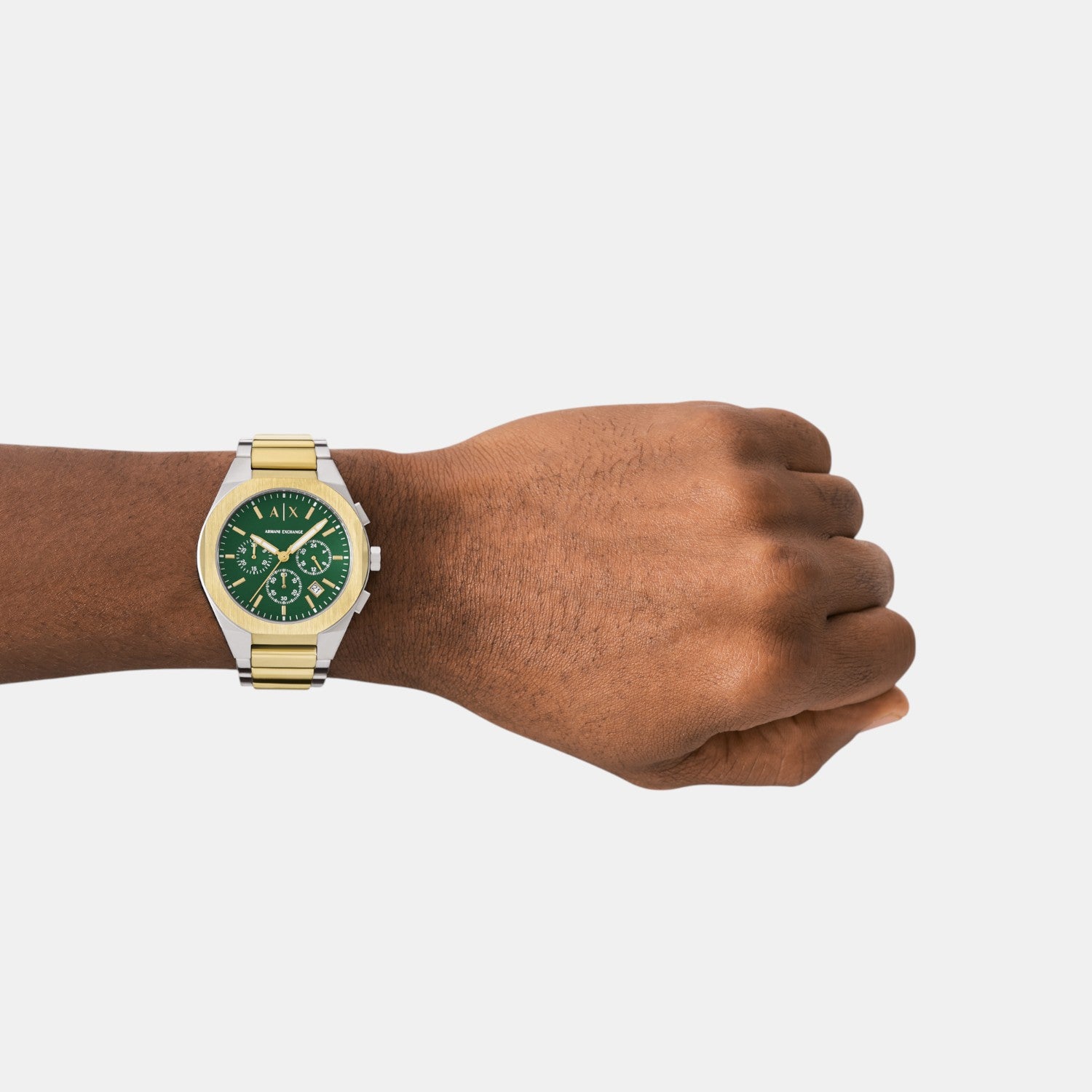 Sync Men Quartz Green Dial Chronograph Stainless Steel Watch AX4184