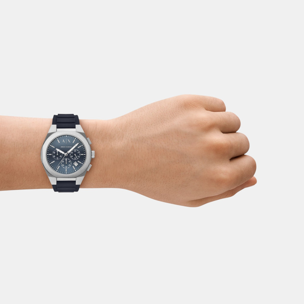 Sync Men Quartz Blue Dial Chronograph Silicone Watch AX4185