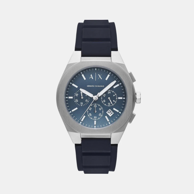 Sync Men Quartz Blue Dial Chronograph Silicone Watch AX4185