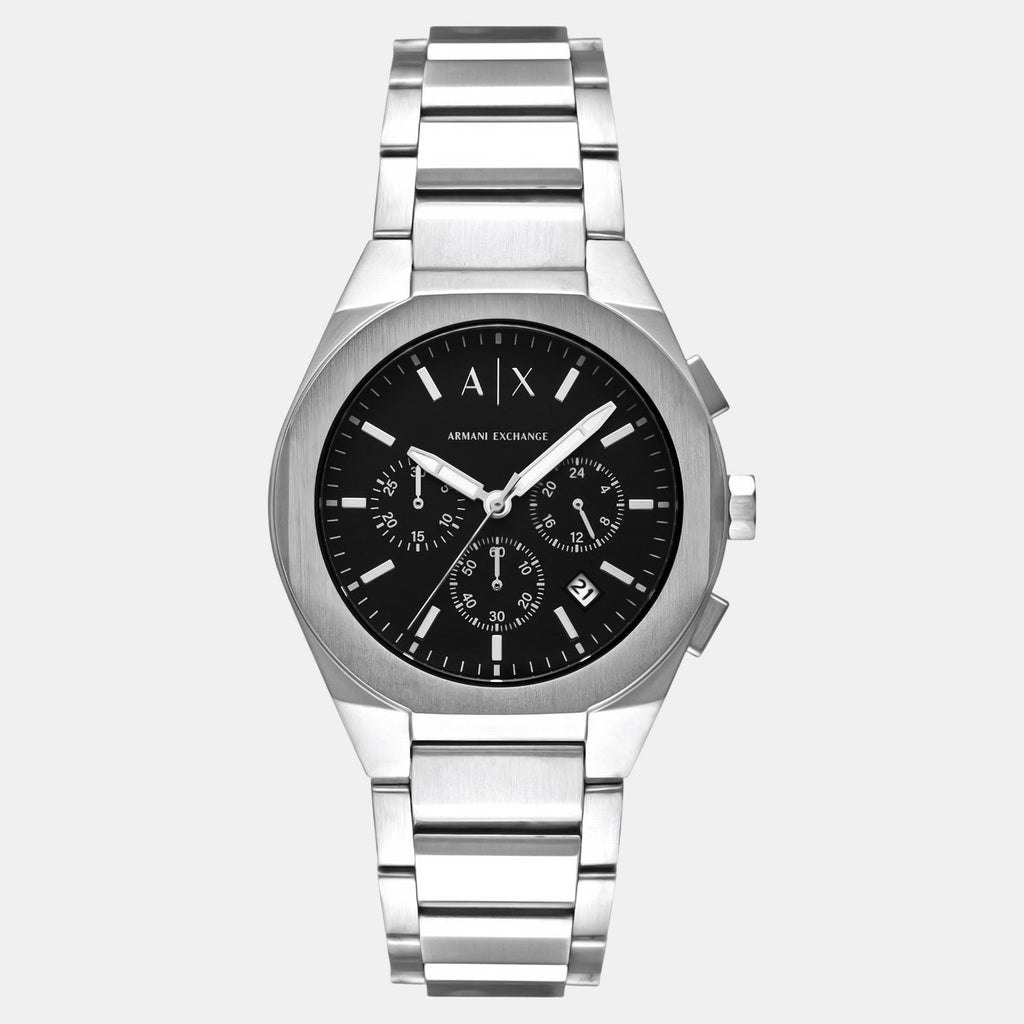 Sync Men Quartz Black Dial Chronograph Stainless Steel Watch AX4186