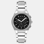 Sync Men Quartz Black Dial Chronograph Stainless Steel Watch AX4186