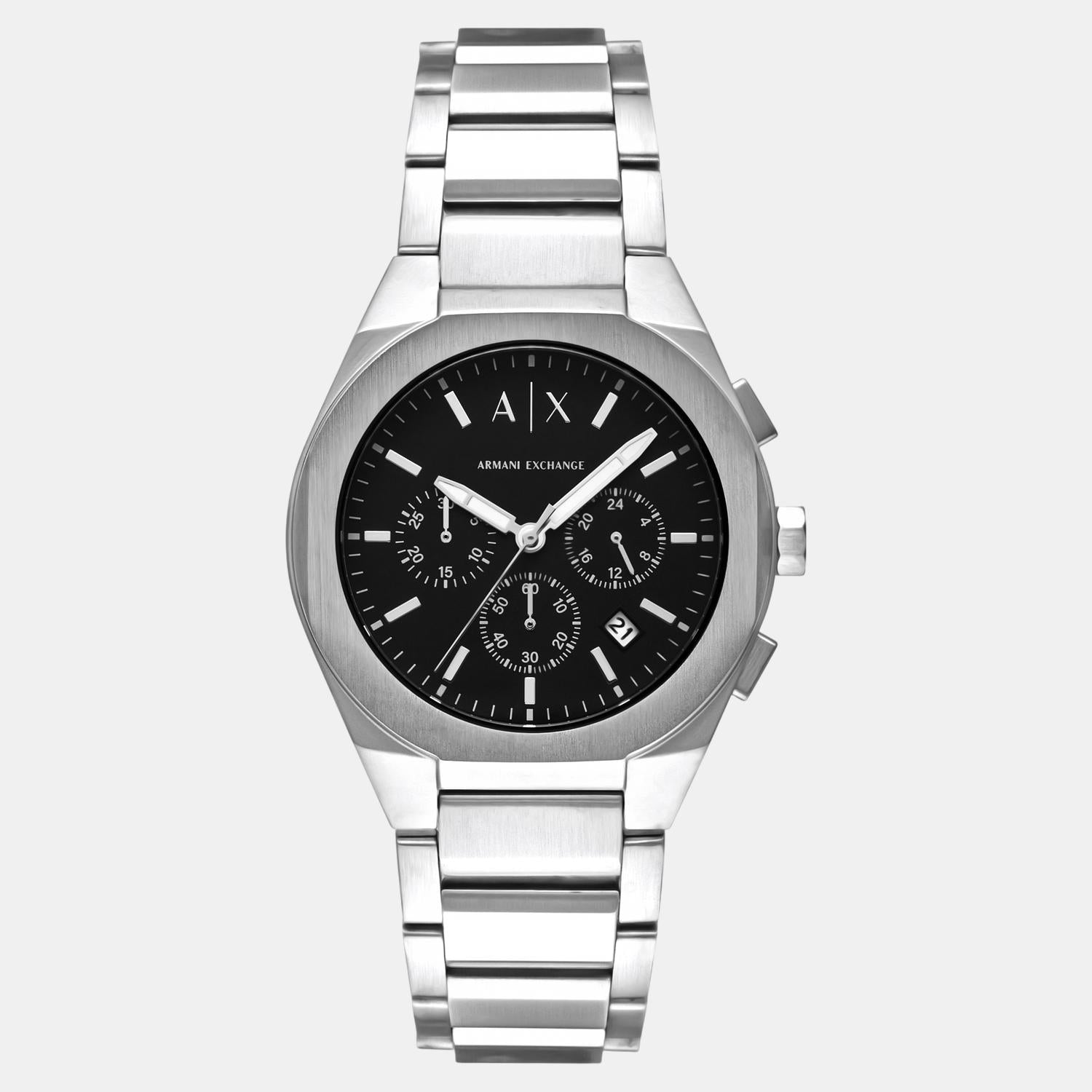 Sync Men Quartz Black Dial Chronograph Stainless Steel Watch AX4186