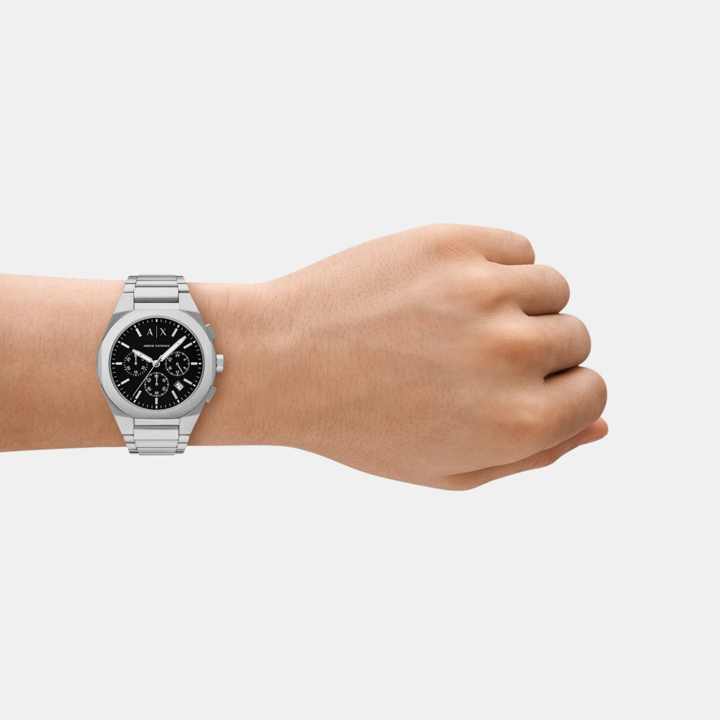 Sync Men Quartz Black Dial Chronograph Stainless Steel Watch AX4186